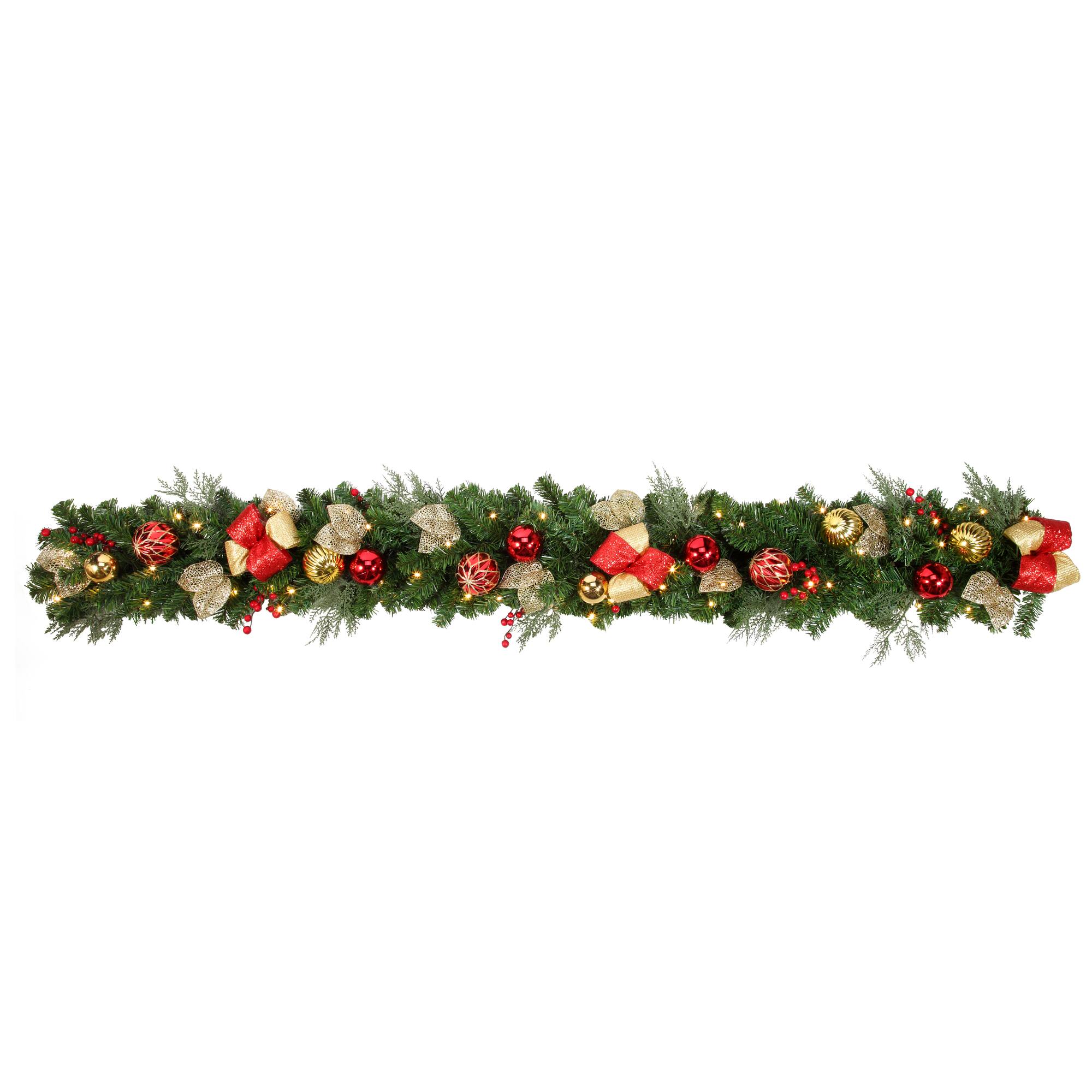 6ft. Pre-Lit Madison Gold Leaves & Ornaments Garland